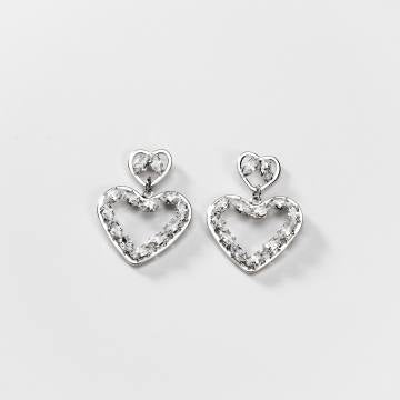 Ausgefallene Herzohrringe aus rhodiniertem Metall vampyy.shop