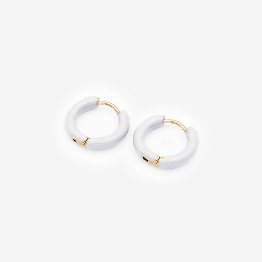 18k Vergoldete Ohrringe „white Circle“ vampyy.shop