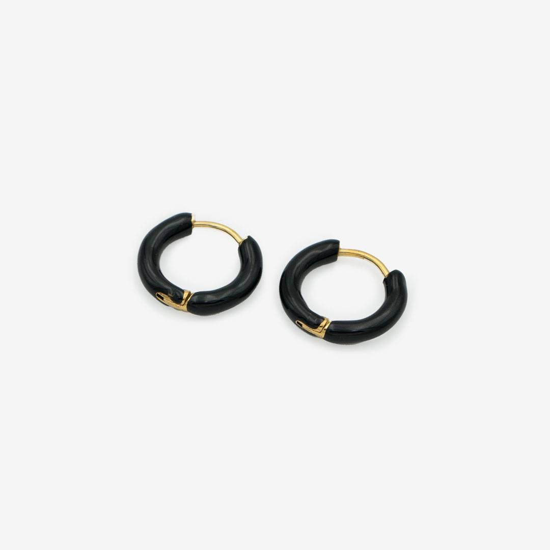 18k Vergoldete Ohrringe „black Circle“ vampyy.shop