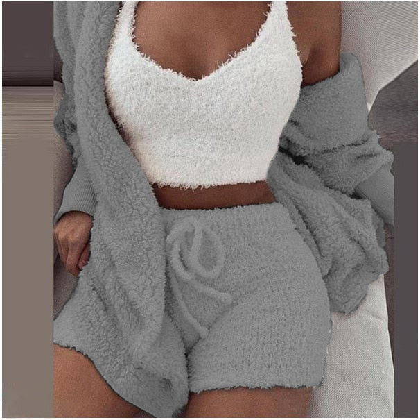 Fluffy Three Piece Set 2-Farbig vampyy.shop