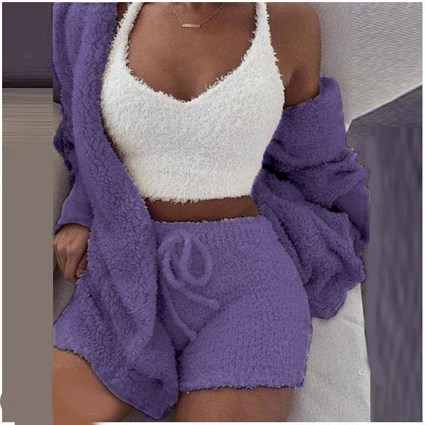 Fluffy Three Piece Set 2-Farbig vampyy.shop