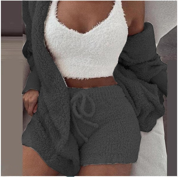 Fluffy Three Piece Set 2-Farbig vampyy.shop