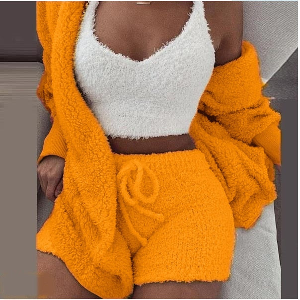 Fluffy Three Piece Set 2-Farbig vampyy.shop