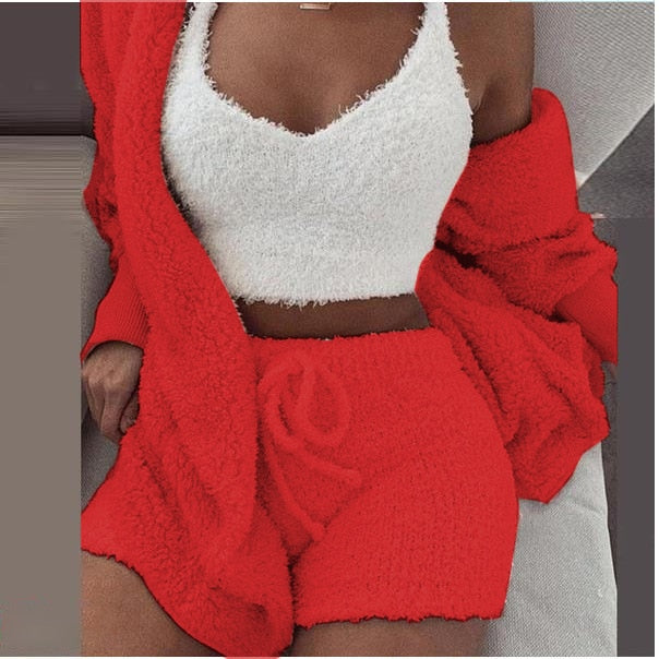 Fluffy Three Piece Set 2-Farbig vampyy.shop