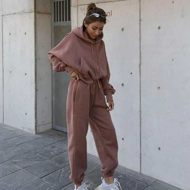 Women Warm Hoodie and Pants Set vampyy.shop