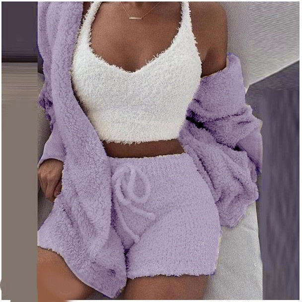 Fluffy Three Piece Set 2-Farbig vampyy.shop