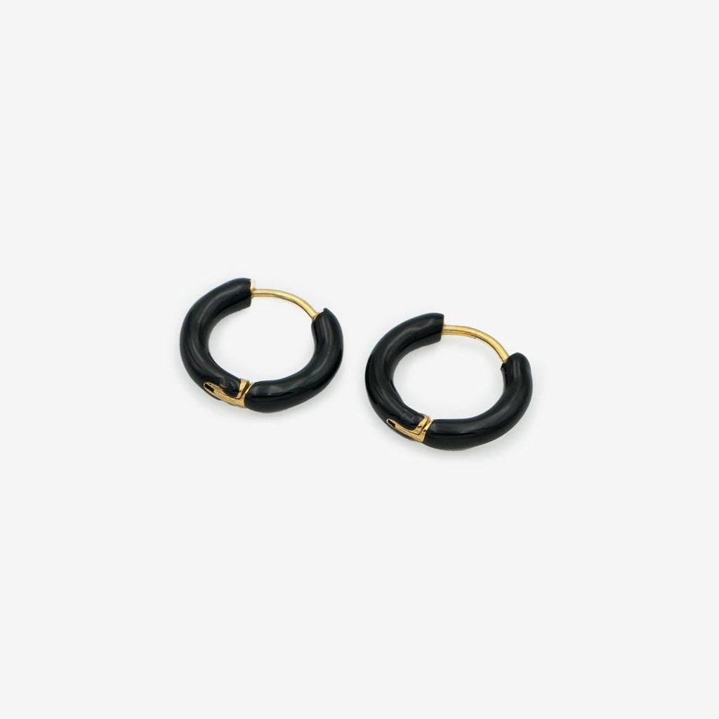 18k Vergoldete Ohrringe „black Circle“ vampyy.shop