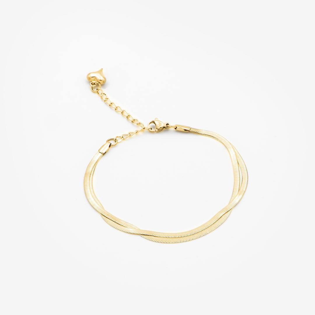 18k Vergoldetes Armband „double Snake & Heart“ vampyy.shop