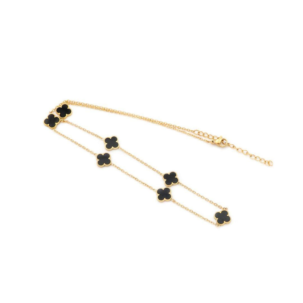 18k Vergoldetes Schmuck-set „black Four-leaf clovers" vampyy.shop