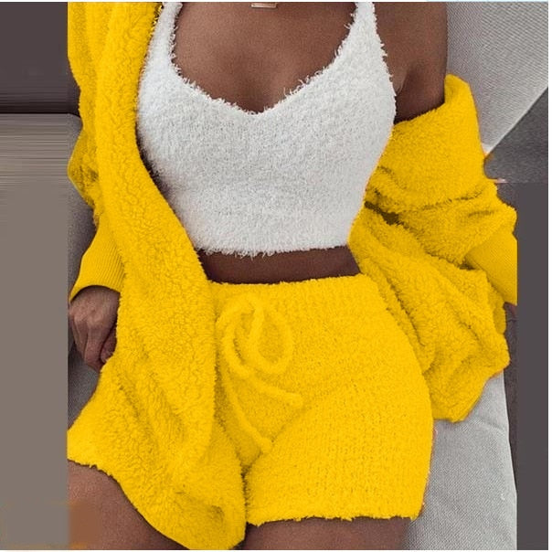 Fluffy Three Piece Set 2-Farbig vampyy.shop