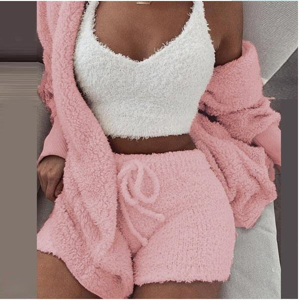 Fluffy Three Piece Set 2-Farbig vampyy.shop