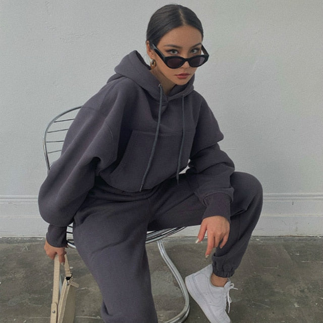 Women Warm Hoodie and Pants Set vampyy.shop