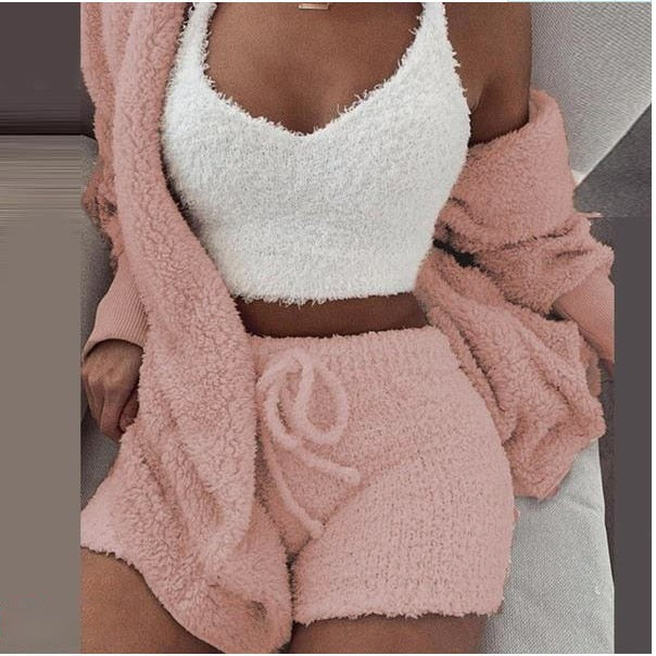 Fluffy Three Piece Set 2-Farbig vampyy.shop